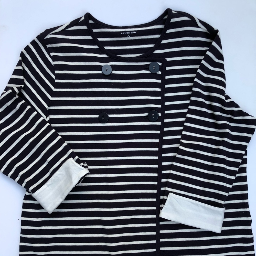 Navy/White Cardigan w/ Buttons